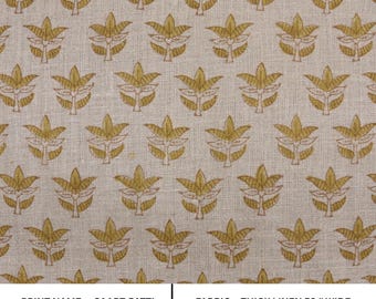 Blokprint dik linnen 58" breed, bloemenprint, Indiase stof, woondecoratie, handgemaakte linnen stof - SAAPT PATTI