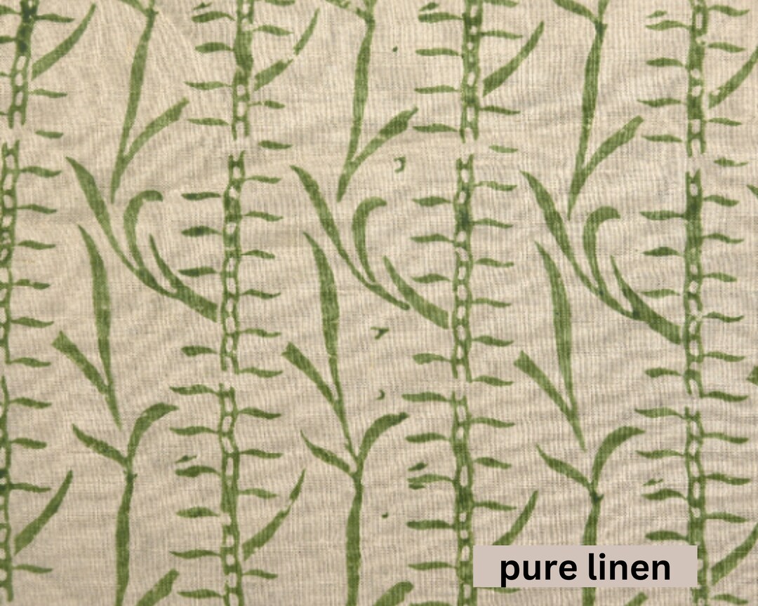 SUGARCANE LINEN Block Print Fabric Linen Home Decor Etsy