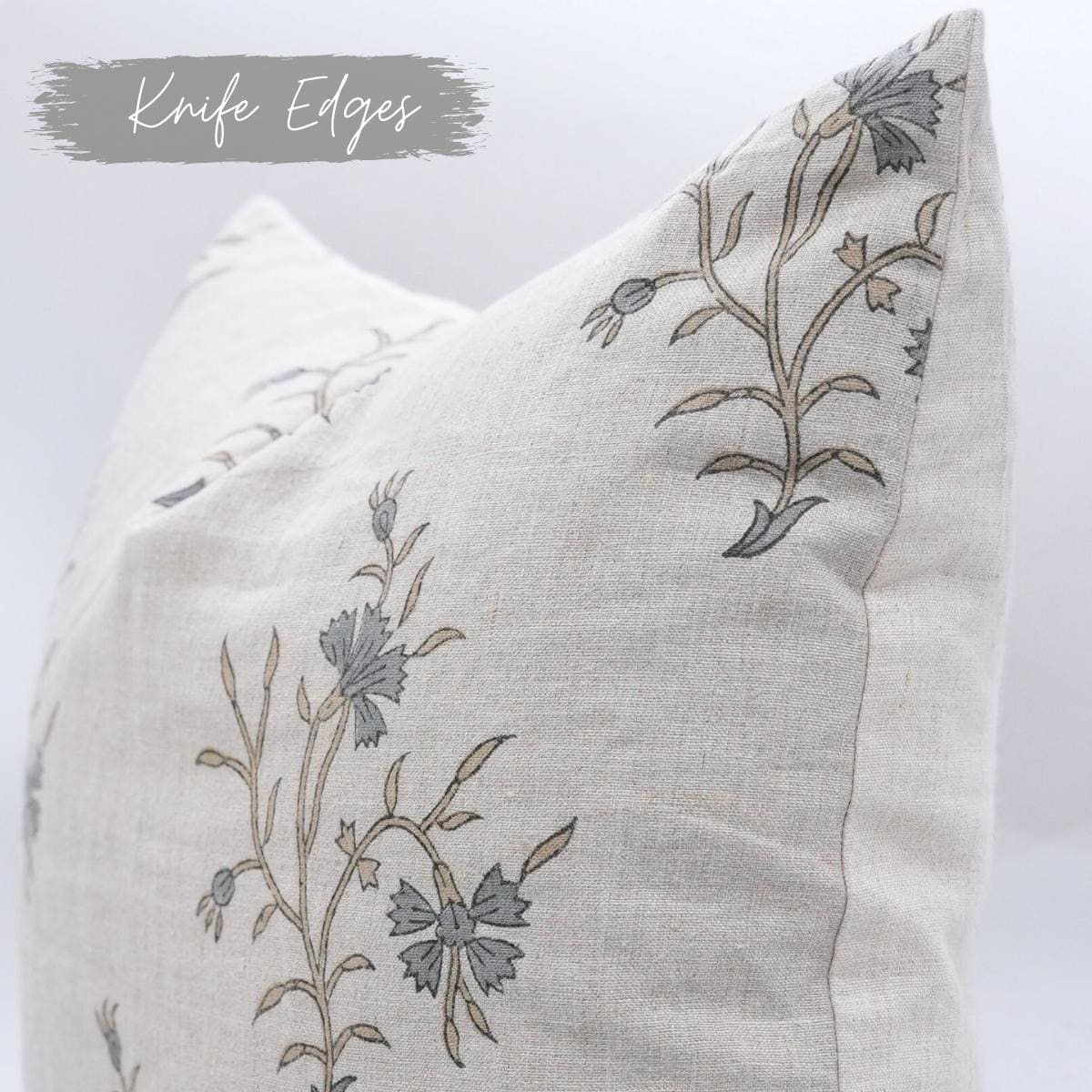Federa Per Cuscino In Lino Spesso Con Stampa Floreale A Mano – Design Boho, Con Cerniera, Per Divano (Giallo, 55,8 Cm)