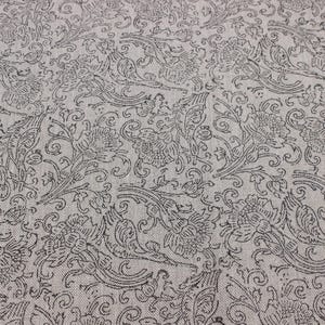 SANGANER JAAL|| Block Print Linen Fabric, by the yard fabric, linen upholstery fabric, black design ,farmhouse, boho , handloom design.