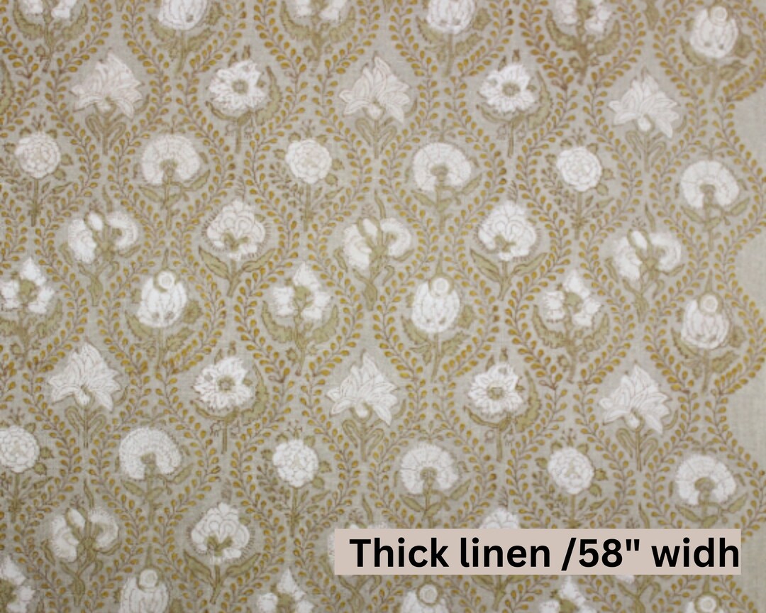 Amarbel Floral Block Print Linen Fabric Cushion Pillow Etsy