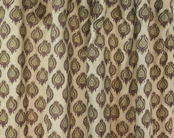 Farmhouse Curtains | Hand Block Printed Linen Fabric for Upholstery Decor - UDAY