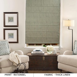 Roman Shade, Window Blackout roman shade Blind for Rooms, teardrop custom Shade, thick Linen Polymer Blackout, Block Print Shade - RATANBEL