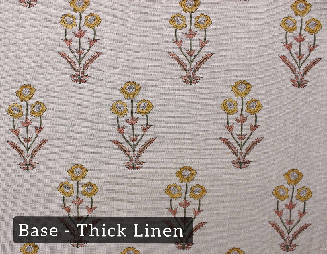 Block Print Linen Fabric Printed Linen Fabric by Fabritual Etsy