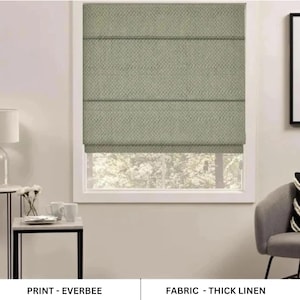 Window Shade, Hand Block Print Roman Shade, Custom Roman Shade, Floral Decorative Room Blackout Shade - EVERBEE