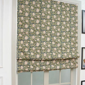 Soft Roman Shade, Farmhouse Floral Curtain, Blackout Linen Window Treatment, Floral Roman Curtain, Farmhouse Linen Blackout - MERAKI
