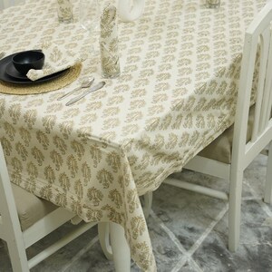 Decorative floral table cover and runner, block print handmade tablecloth, runner and napkin, custom table cover - NEEL GAGAN