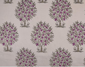Block print duck canvas 50" wide, indian fabric, hand block pillow cover, Curtains for living room, tablecloth fabric  - ANAR
