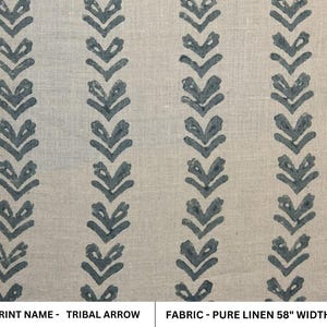 Lino puro de 58' de ancho, estampado a mano, tela india, tela de lino cortada a medida, tapicería para decoración del hogar - TRIBAL ARROW