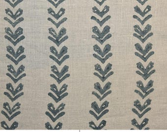Hand Block Print Pure Linen Fabric by Yard, 58" Wide Indian Fabric for Upholstery & Decor - TRIBAL ARROW