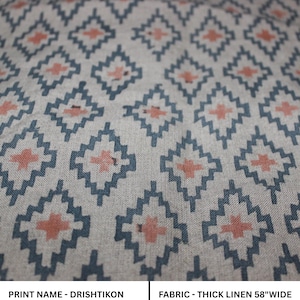 DRISHTIKON | Blockprint auf Leinenstoff | Handblocked Bedruckter indischer Stoff Meterware