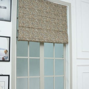 Pure linen Blackout Roman Curtain, Rustic Linen Shade, Cottage Style Roman Blind, Blackout Floral Valance, Linen Window Curtain - QUDRAT