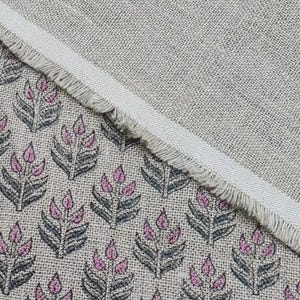 Linen Block Print Fabric 58 Inch Width Heavy Linen Natural Base Color Handmade Print To Make Curtains and Drapes Upholstery Pillow Covers  Bedding Tote Bag by Fabritual
