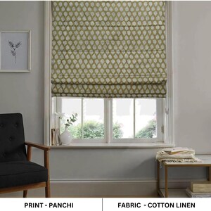 Roman blind, window block print fabric valance, floral handmade blackout roman shade, blind and shade, printed linen shade - PANCHI