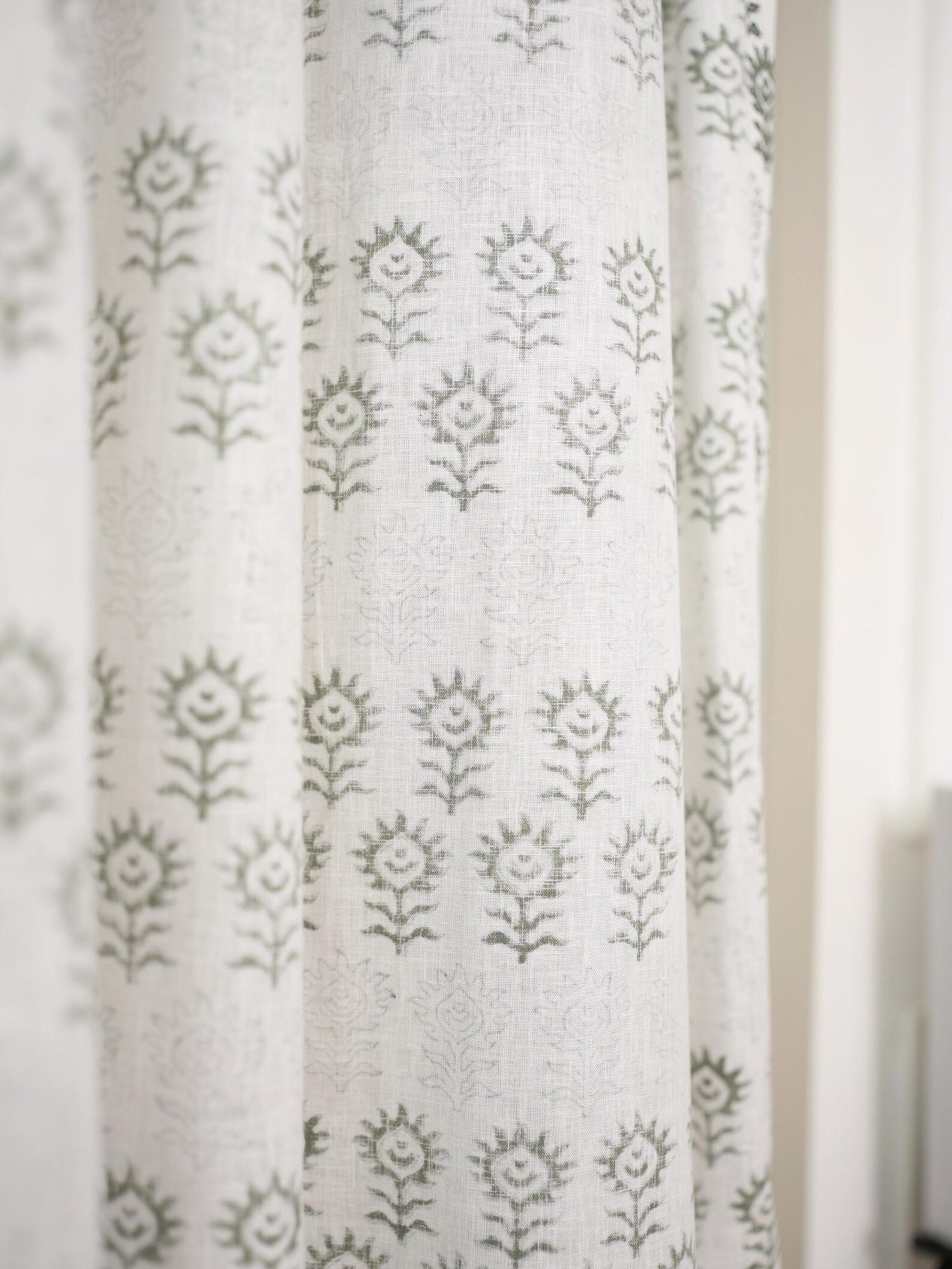 Block Printed Blackout Window Panels Blackout Panel With Ring Curtain ...