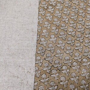 Linen Block Print Fabric 58 Inch Width Heavy Weight Linen Natural Base Color Curtains and Drapes Upholstery Handmade Art Tablecloths and Runners Bedding Tote Bag Lampshades Napkins by Fabritual