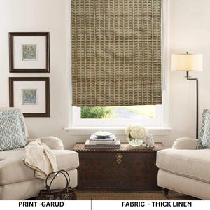 Thick linen window shades, custom window shade, roman Shade, handmade curtains, natural curtains, extra blackout curtains - GARUD