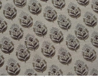 Thick Linen 58" Wide, Hand Block Linen, India Block Print Fabric, Upholstery and Handmade Decors, Home Decor - CHUI MUI