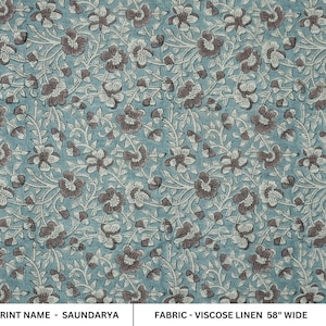 Hand block print fabric, decorative pillow cover and table napkins, linen valance fabric boho decorative fabric - SAUNDARYA