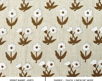 Handloom linen fabric designer indian hand block print heavy fabric pillowcases thick linen upholstery block printing art table cover