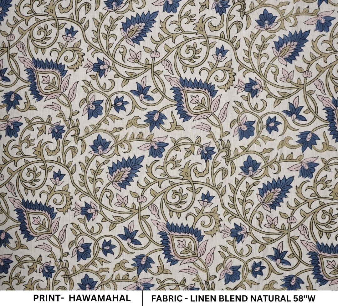 トップス HEUGN twelve Rob India Print Fabric Indian Hand Block Print Heavy Linen Blend Fabric Designer
