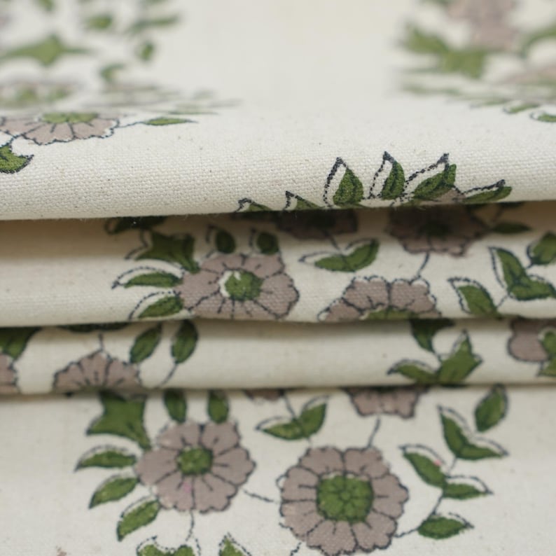 Hand block print Thick Cotton Fabric, organic cotton fabric, fabric for curtain, window treatment - ANARKALI image 2
