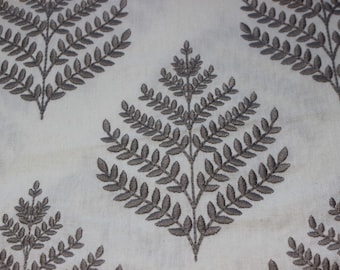 Elegant nature-inspired leaf design embroidery fabric for home decor purpose, floral print embraided fabric, embroidery fabric by the yard