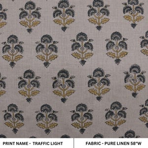 Pure linen 58&quot; wide window curtains, heavy linen fabric, table cover, lampshades, decorative cushions - TRAFFIC LIGHT