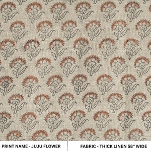 Hand block curtains, windowpane, lamp shades, floral pillowcase, boho interior decor, farmhouse table cloth- JUJU FLOWER