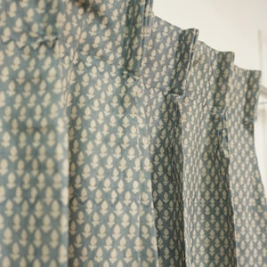 Vergulde kamergordijnen linnen blokprint, bohodecor, gordijnen, volant Indiase linnen stof - FAB - HARIYALI