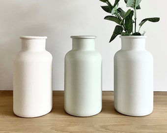 Flaschenhals Vase - Handbemalte Vase - Keramik Effekt - Minimalist - Modern - Dekorative Vase - Boho Dekor