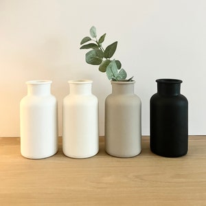 Bottle neck hand painted vase matte vase ceramic effect minimalist modern decorative vase boho Scandinavian decor home decor image 1