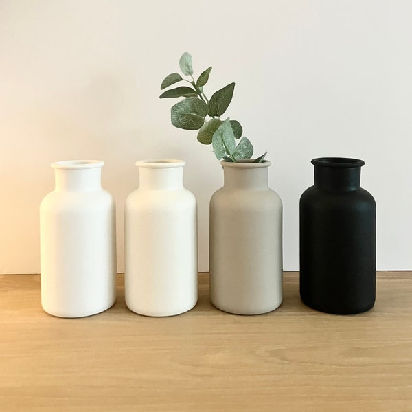 Vase peint à la main avec col bouteille - vase mat - effet céramique - minimaliste - moderne - vase décoratif - décoration bohème scandinave - décoration d'intérieur