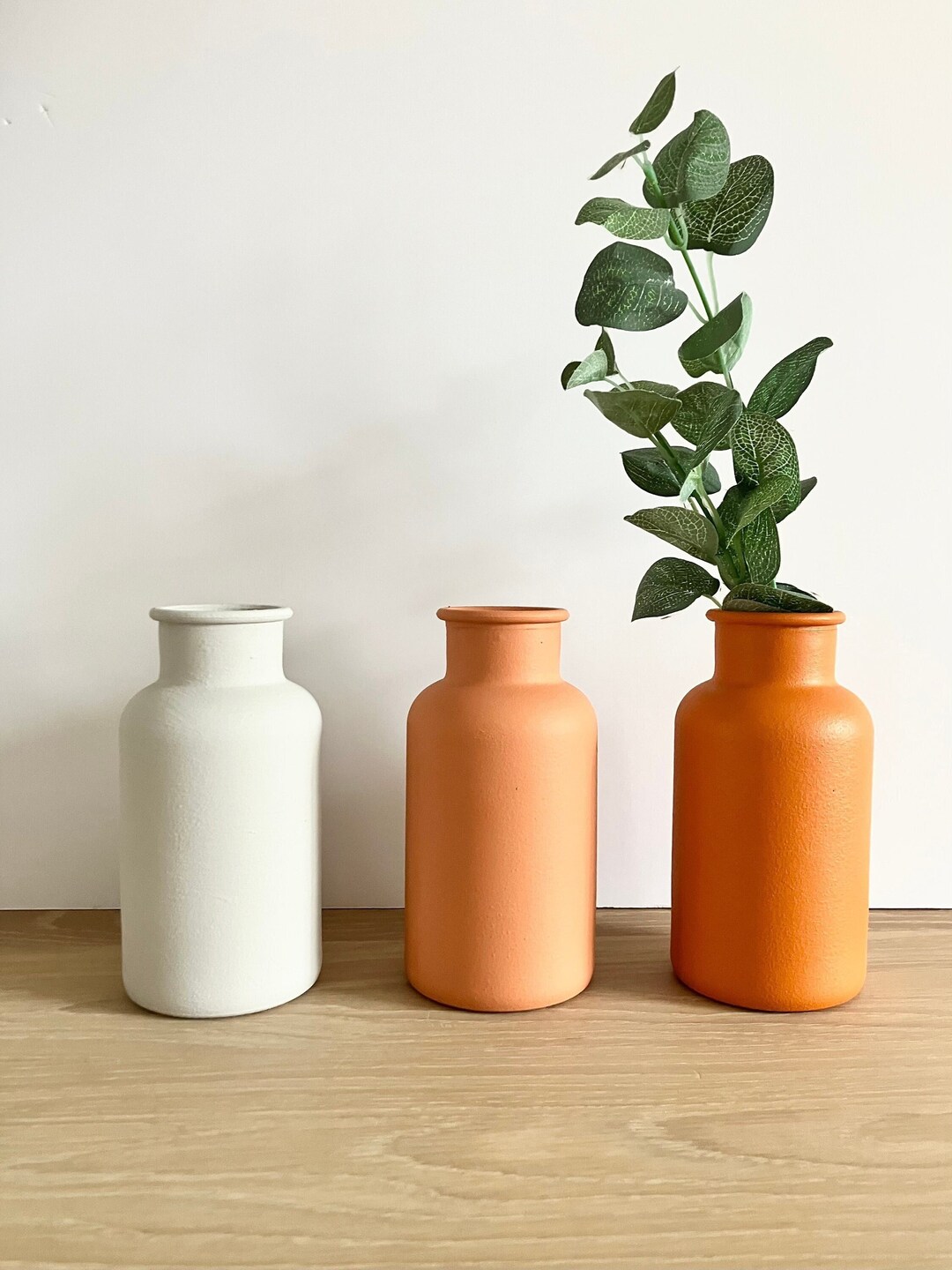 Bottle Neck Vase Hand Painted Vase Matte Textured Vase Etsy