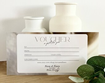 Gift voucher - gift card - neutral home decor - textured vase - etsy voucher - minimalist decor - gift - ceramic vase - dried flowers