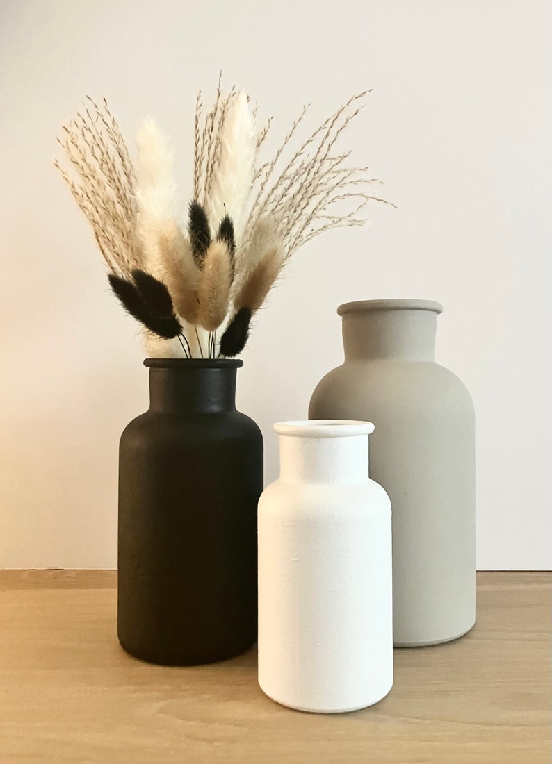 Bottle neck hand painted vase matte vase ceramic effect minimalist modern decorative vase boho Scandinavian decor home decor image 8