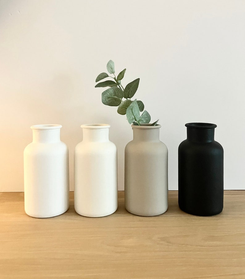 Bottle neck hand painted vase matte vase ceramic effect minimalist modern decorative vase boho Scandinavian decor home decor image 1