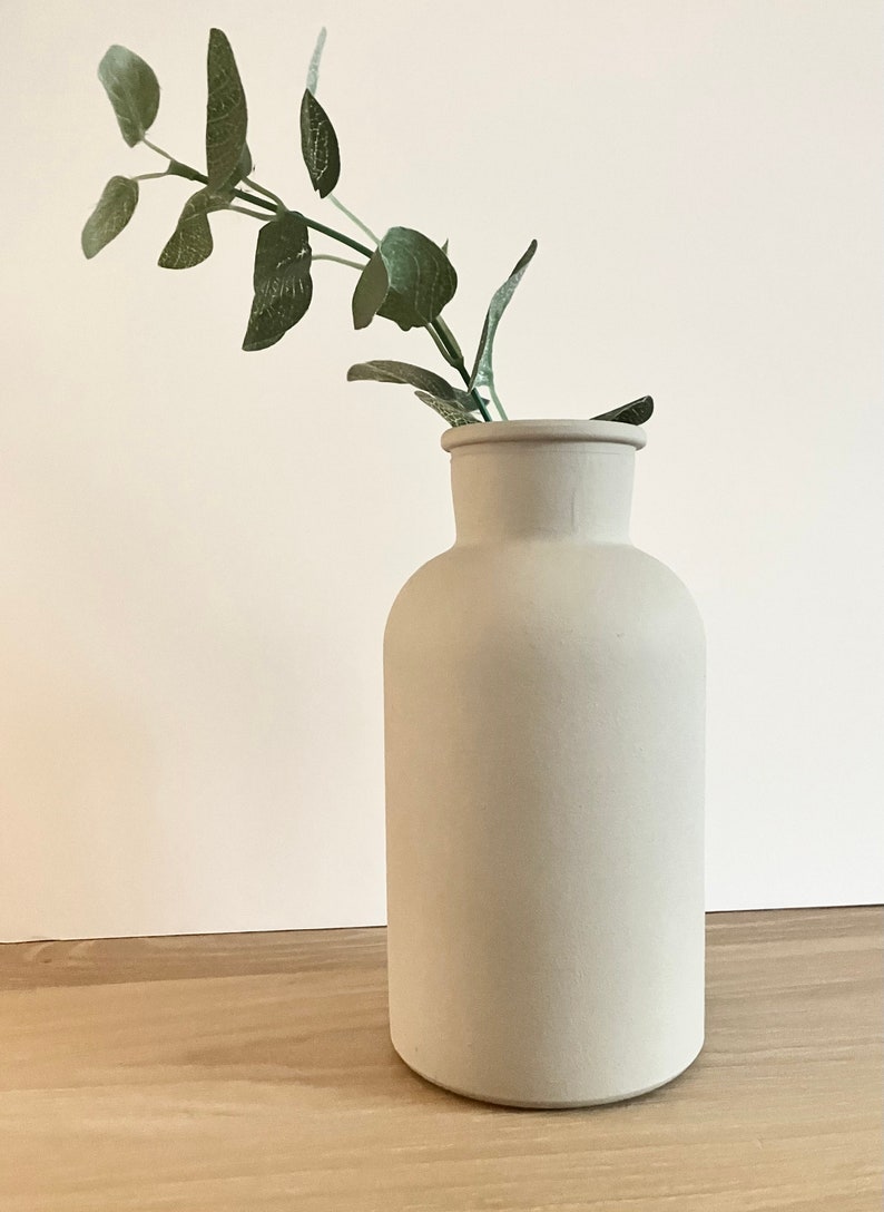 Bottle neck hand painted vase matte vase ceramic effect minimalist modern decorative vase boho Scandinavian decor home decor image 6