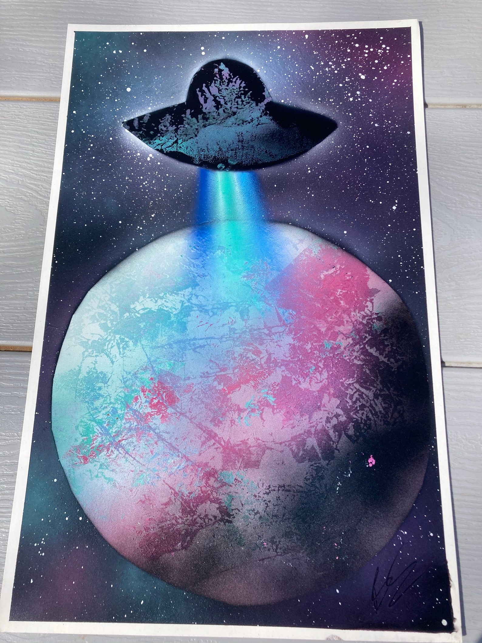 Alien Spray Paint Art Etsy