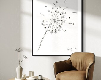 Dandelion Word Art Print | Inspirational Nature Wall Decor | Motivational Digital Download | Printable Botanical Art Gift