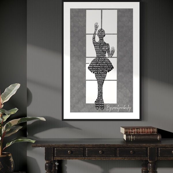 Gift for Ballerina Dancer Word Art Print Digital Download Empowering Decor for Dance Lovers and Teachers Black and White Inspiring Wall Art