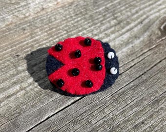 Lucky Ladybug Felt Brooch Pin