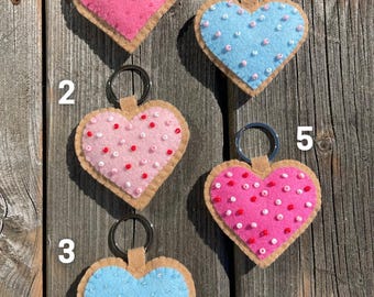 Felt Heart Cookie Keychain