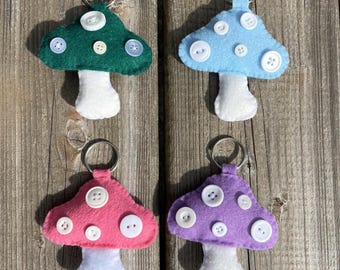 Felt Mushroom Button Keychain