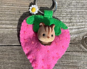 Strawberry Critter Holder Keychain
