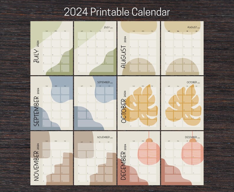 2024 Printable Calendar, Vertical Monthly Calendar 2024 Year at a