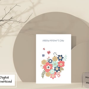 Carte de voeux imprimable bonne fête des mères, carte de téléchargement instantané PDF 5x7 pouces. Moderne, minimal, simple et élégant.