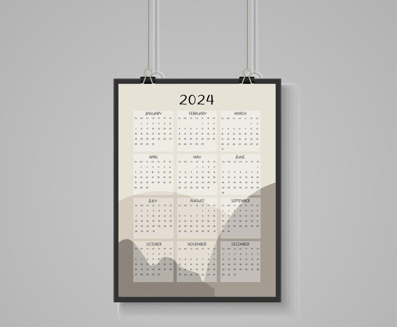 2024 Printable Calendar, Vertical Monthly Calendar 2024 Year at a