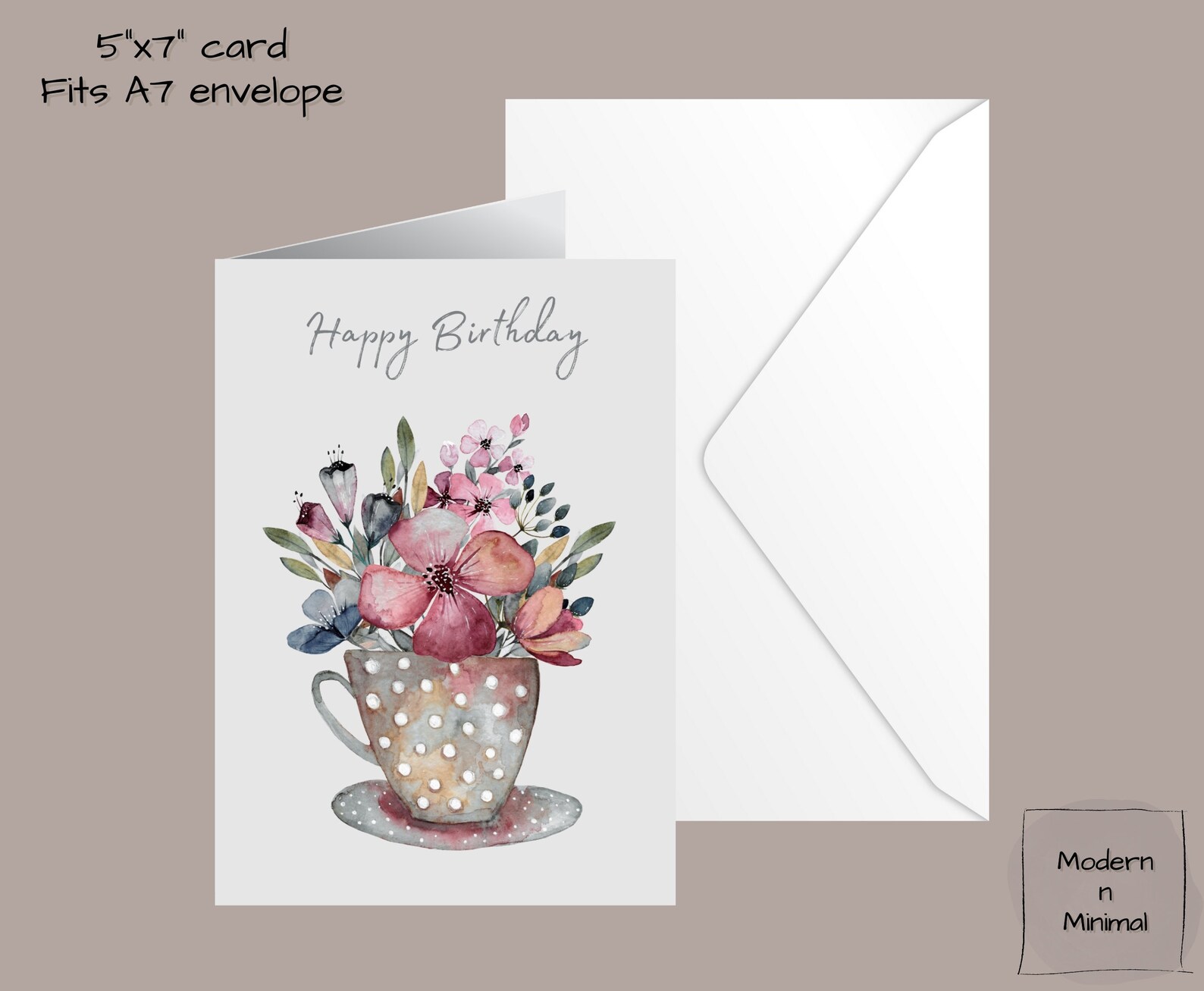 Printable Birthday Card, Instant Download PDF 5x7 Inch Card. Modern ...