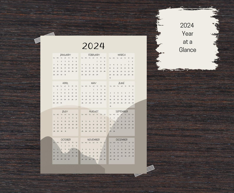 2024 Printable Calendar, Vertical Monthly Calendar 2024 Year at a